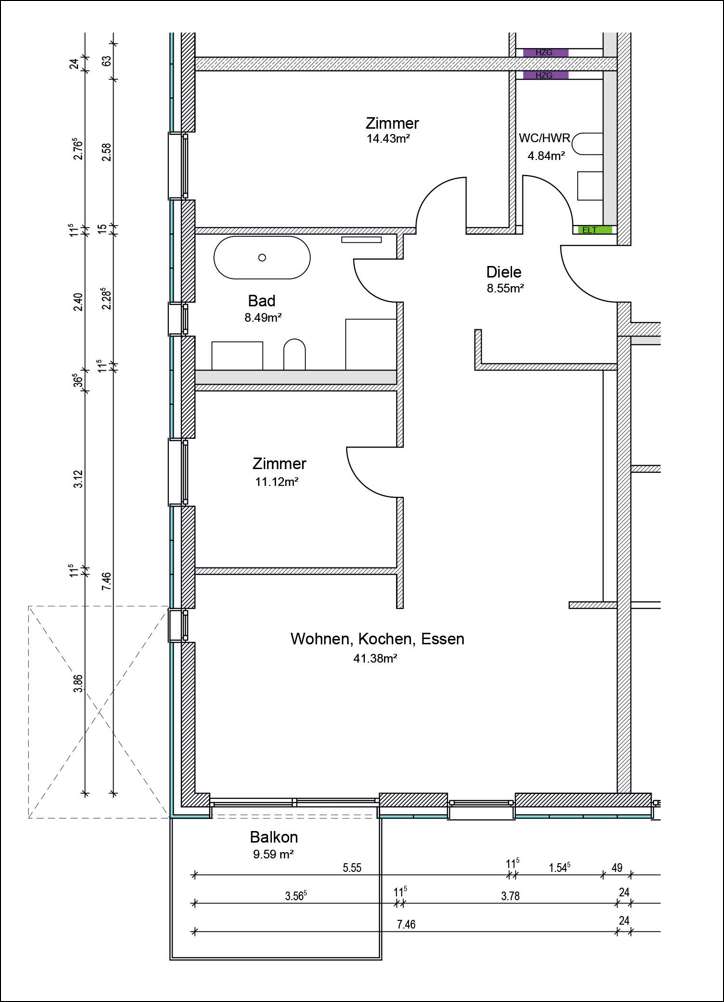 Wohnungsgrundriss Etagenwohnung Wolfsburg