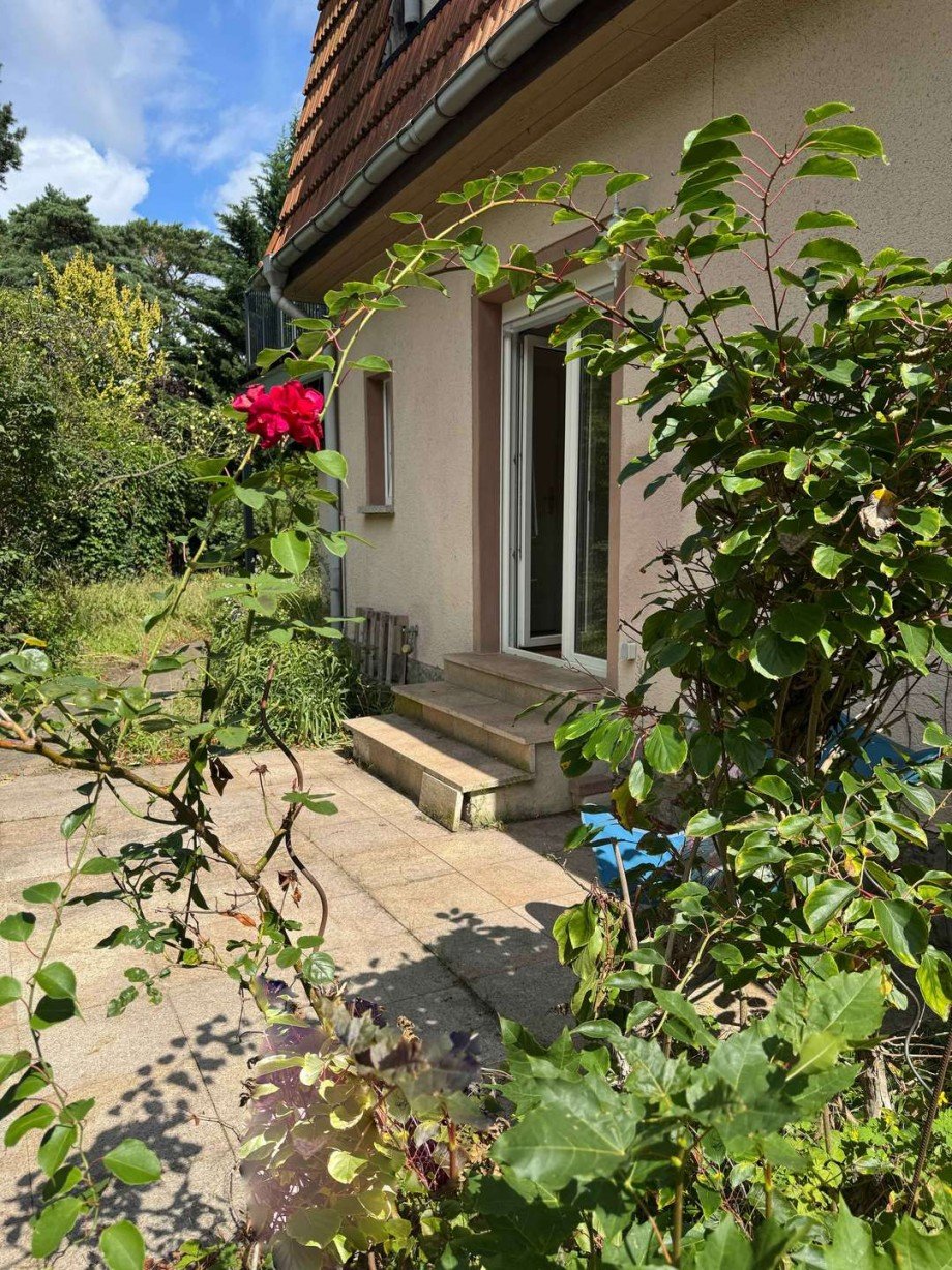 Blick zur Wohnzimmert�r Zweifamilienhaus Eichwalde