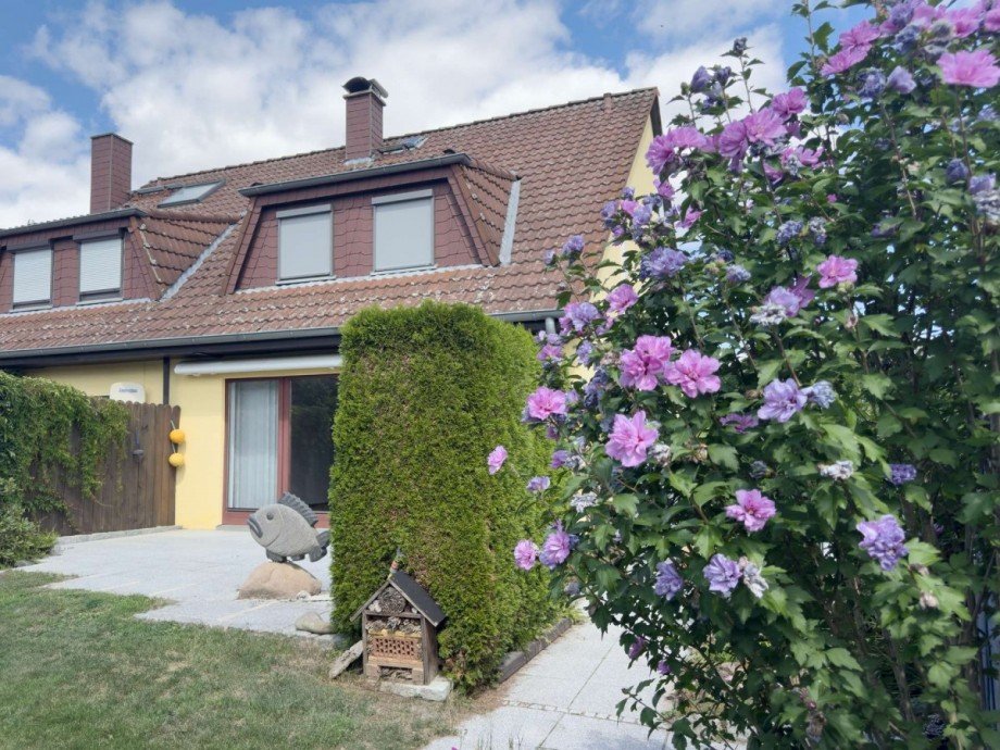 Blick zur Terrasse Doppelhaush�lfte Wolfsburg