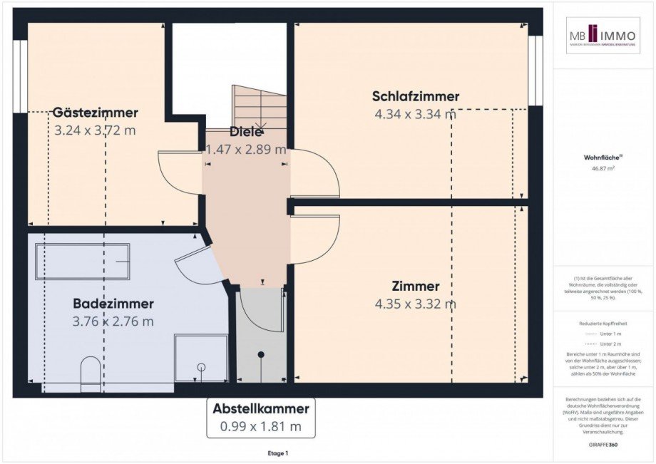 Obergeschoss Reihenmittelhaus Wolfsburg