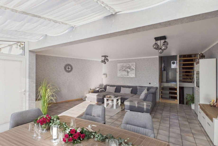 Blick vom Wintergarten ins Wohnzimmer Reihenmittelhaus Wolfsburg